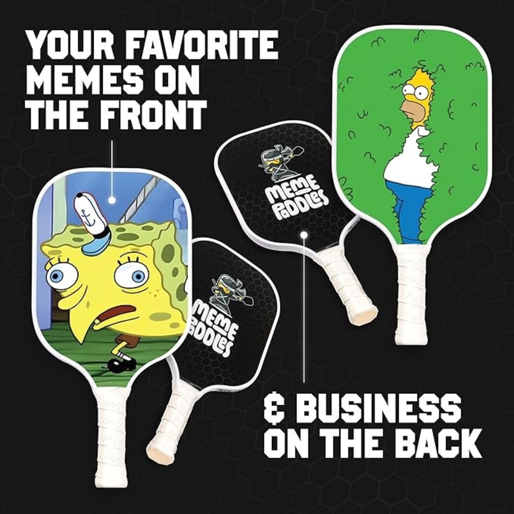 Meme-Themed Pickleball Paddles with White Handles